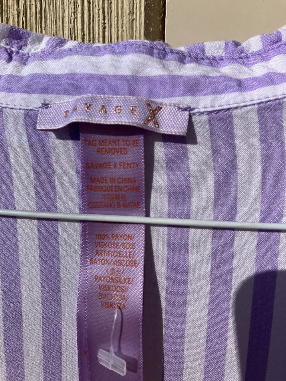 Savage x Fenty Sleep Shirt Dress Lavender Costal Stripe. Size Med - Picture 3 of 4